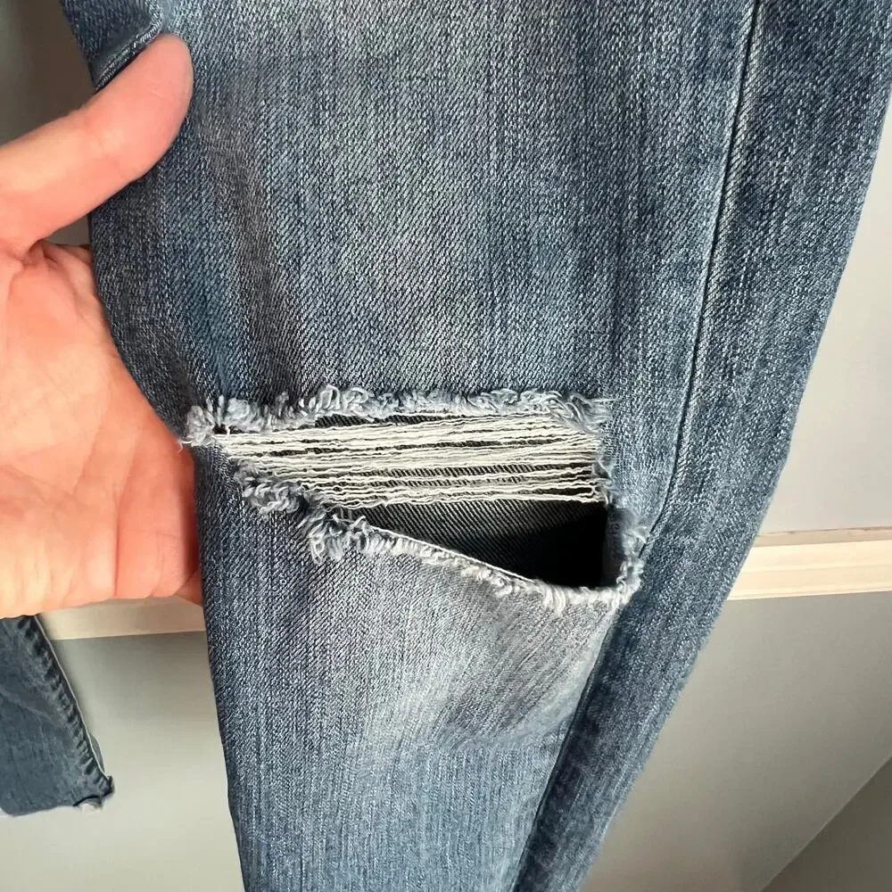 Madewell 9" High-Rise Skinny Jeans Size 25 Distressed Raw Hem - Picture 10 of 16